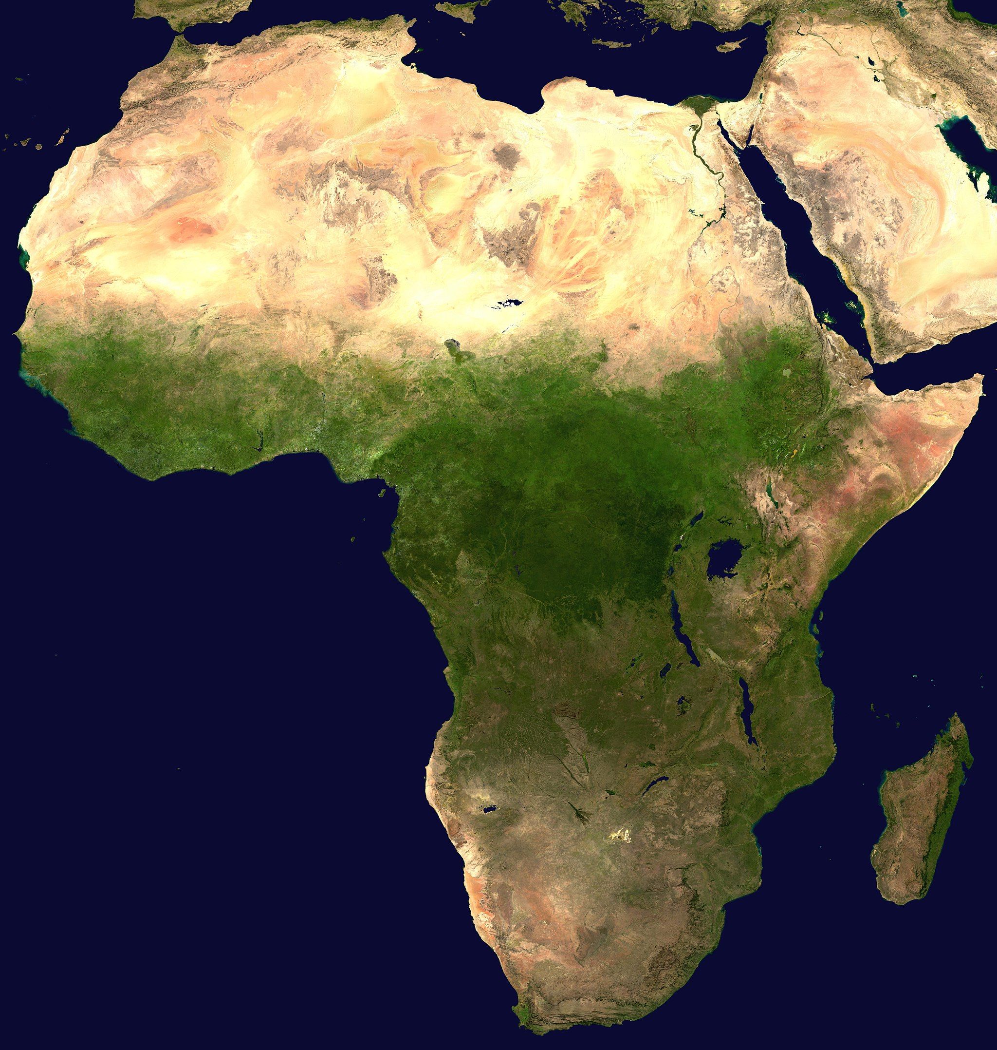 Vista satelital de África / Imagen: NASA