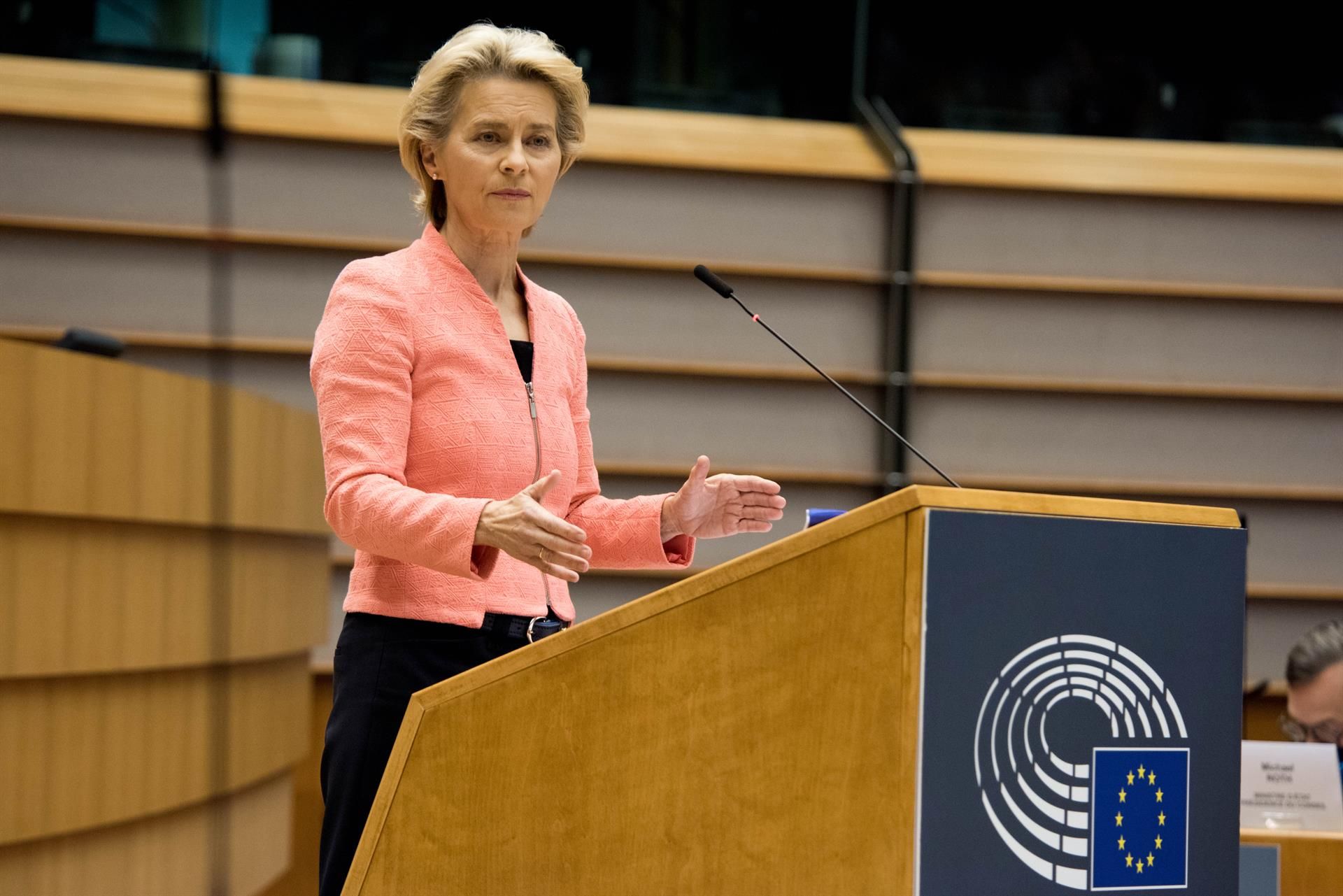 La presidenta de la Comisión Europea, Ursula von der Leyen, durante su intervención en sobre el Estado de la Unión / Foto: EP