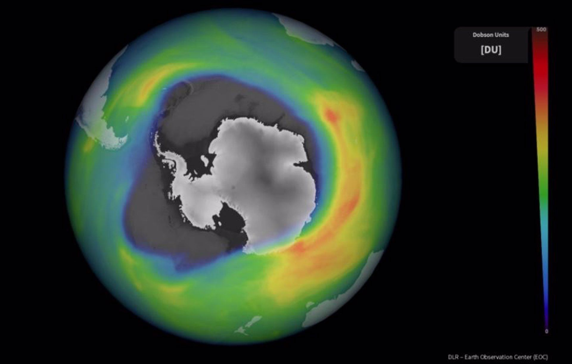 Imagen gráfica del agujero en la capa de ozono en la Antártida / Imagen: EP