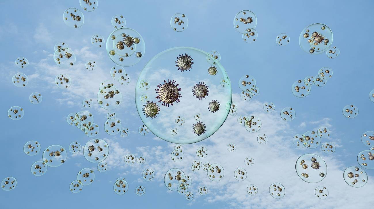 Recreación artística de la posible transmisión aérea del coronavirus / Imagen: SINC