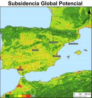 En España, destaca la cuenca de Lorca (Murcia) con la mayor tasa de hundimientos de Europa, 15 cm al año./ P. Ezquerro & G. Herrera