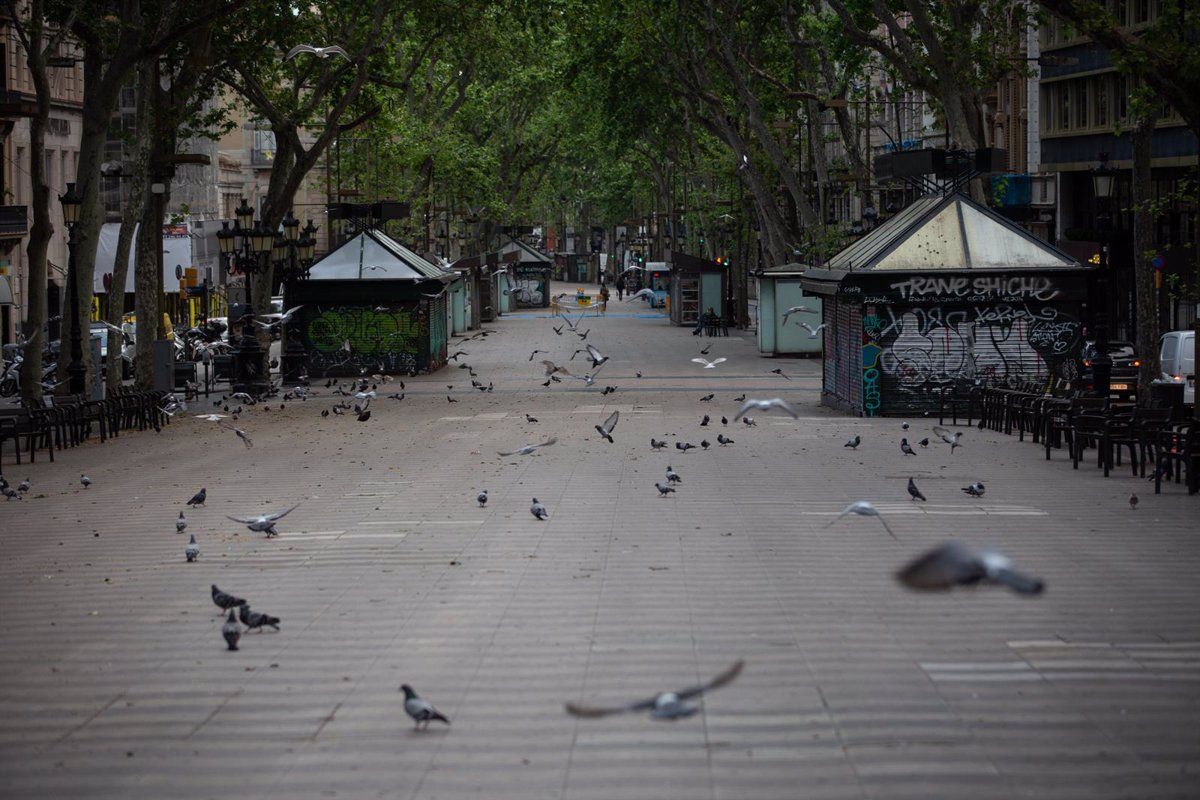 Rambla de Barcelona vacía durante el confinamiento / Foto: EP