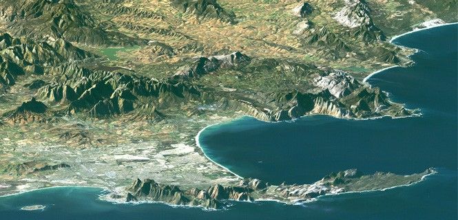 Imagen desde un satélite de la península del Cabo, en el extremo suroccidental de África / Foto: NASA