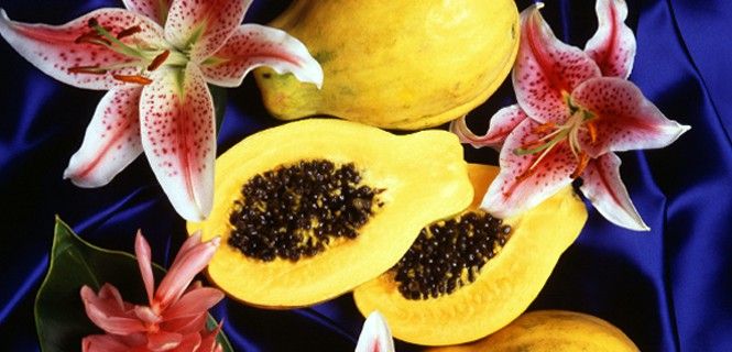 Papayas con flores decorativas / Foto: Scott Bauer, USDA ARS